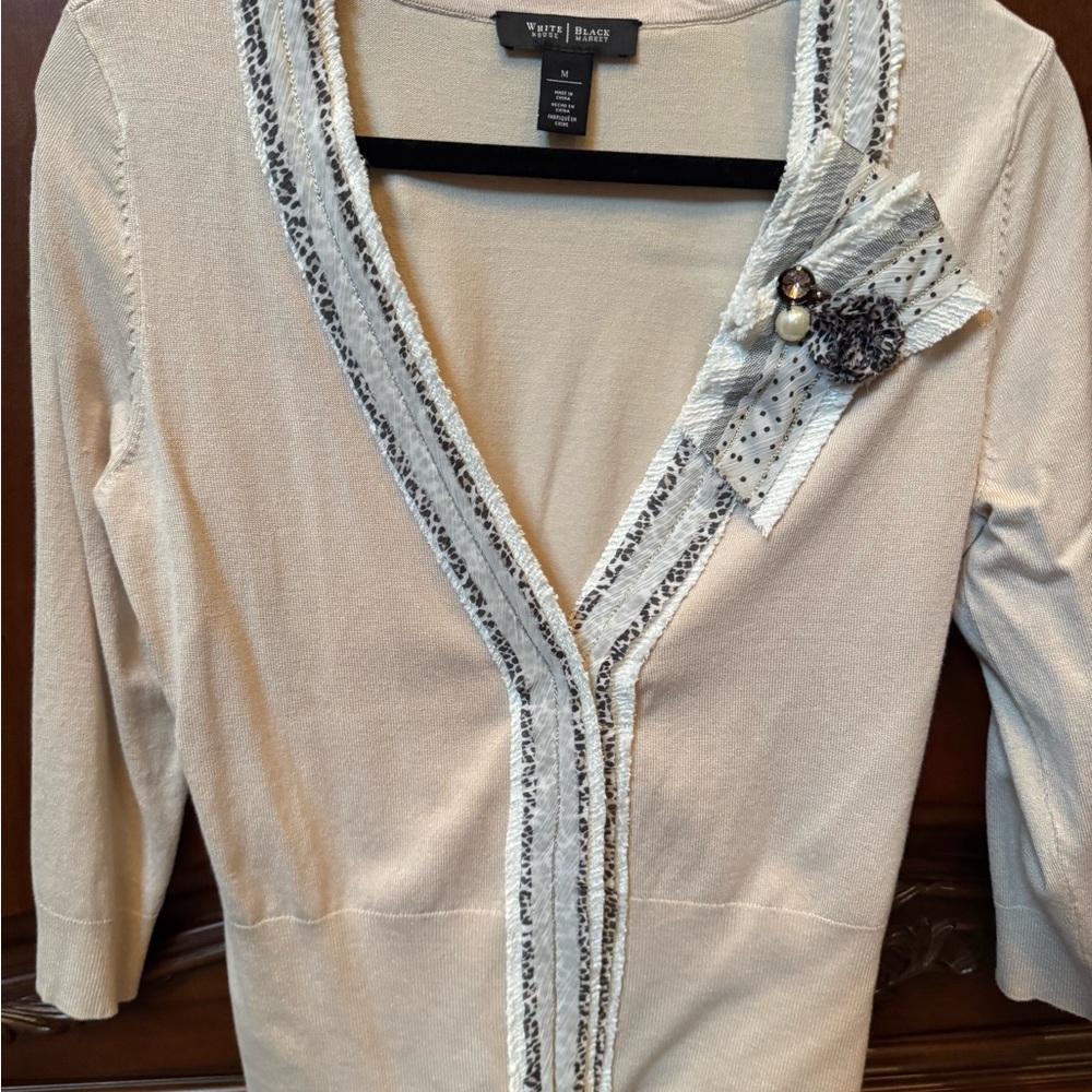 White House Black Market Soft Gray Knit Top